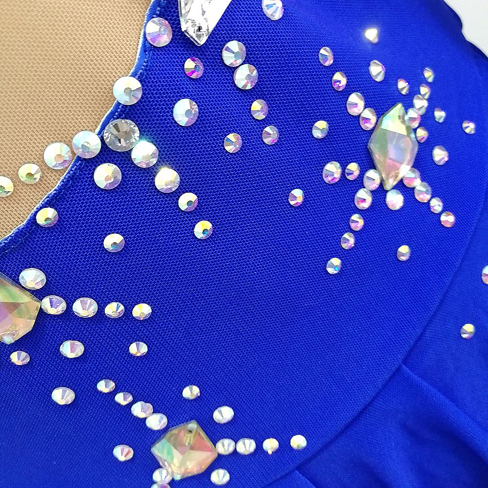 Figure Skating Dress Women's Ice Skating Dress Blue Spandex Leisure Sports Competition Skating Wear Breathable Solid Colored Skating