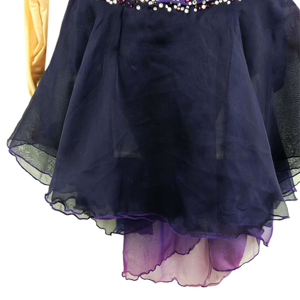 Figure Skating Dress Women's Girls' Ice Skating Dress Purple Gradient Chiffon Skrits Competition Skating Wear Quick Dry Anatomic Design Classic Long Sleeve Ice Skating Figure Skating