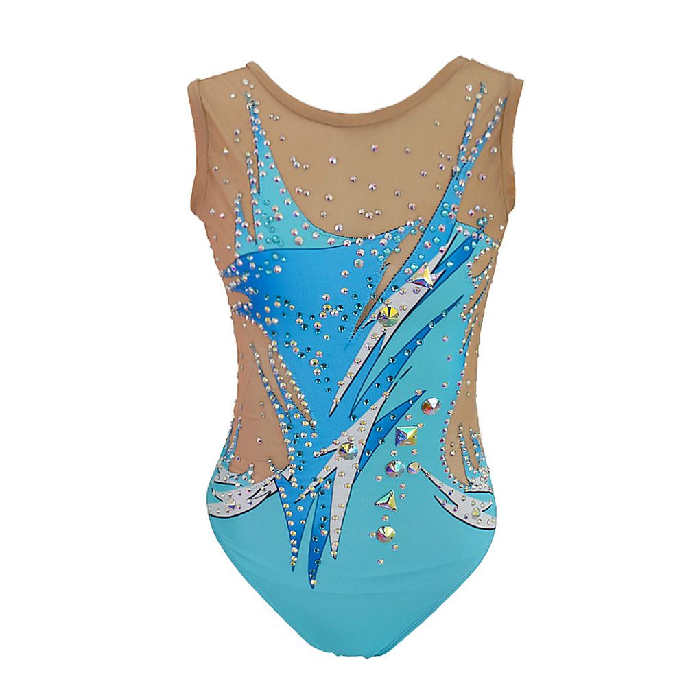LUHUO Synchronized Swimsuit Girls' Kids High Cut Spandex AcroLeotards Handmade Competition Dance Skating Dress Gymnastics