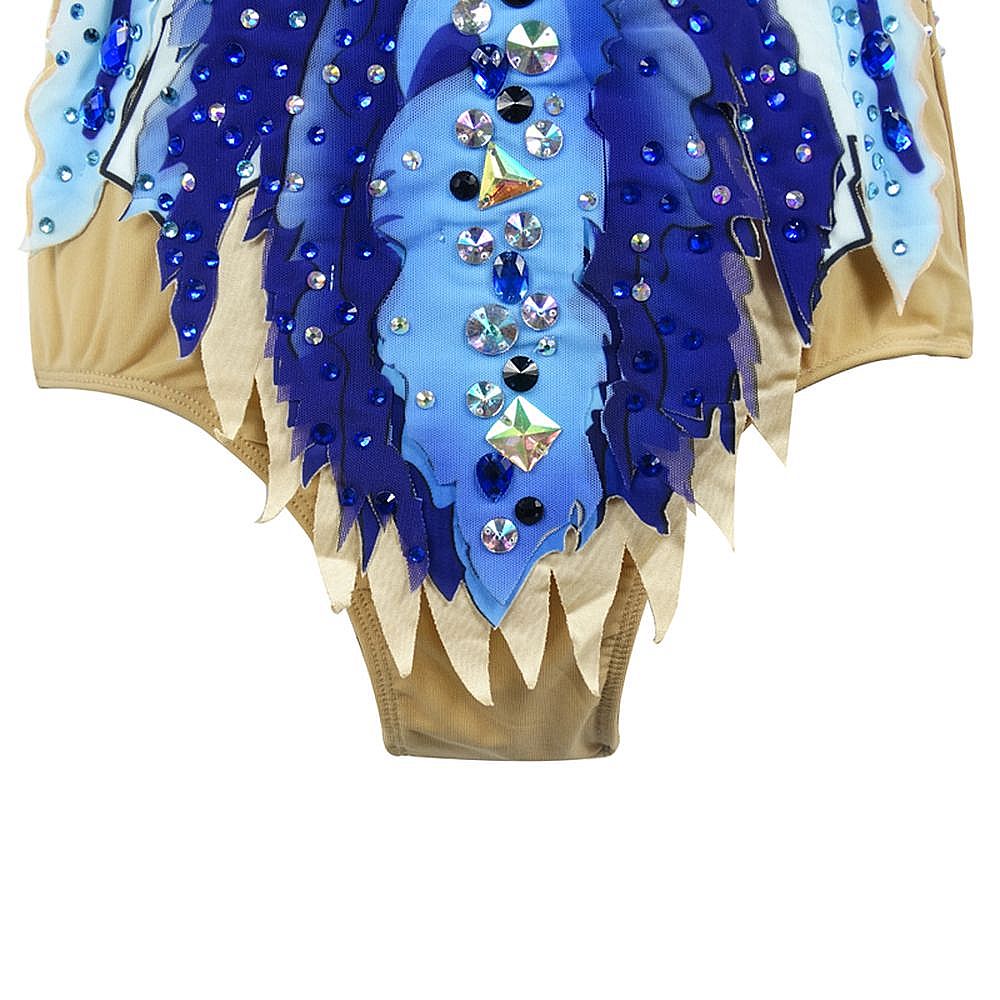 LIUHUO Gymnastics Leotards Girls Handmade Short Sleeve Competition Dance Rhythmic Gymnastics Artistic Gymnastics Blue Pink