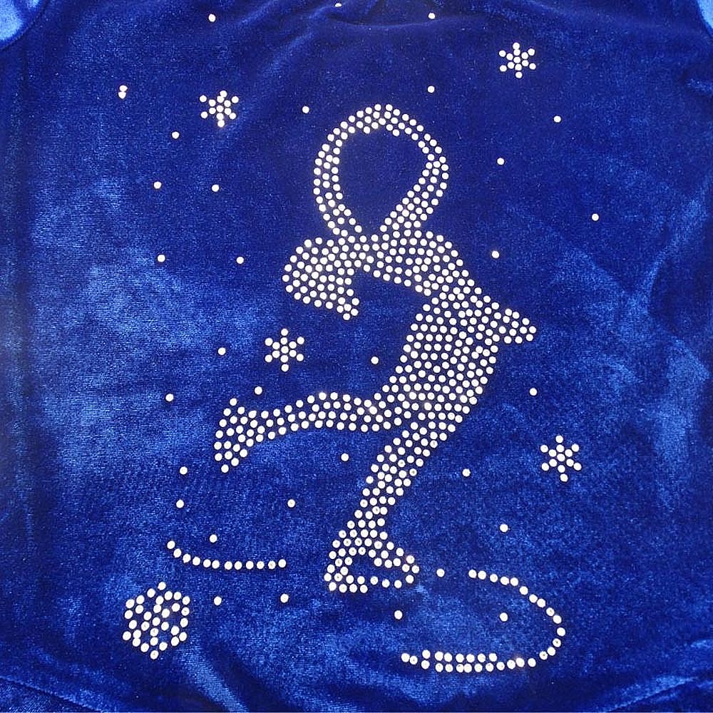 Ice Figure Skating Dress Women's Ice Skating Dress Blue Velvet Rhinestones Competition Skating Wear Breathable Solid Colored Long Sleeve Skating