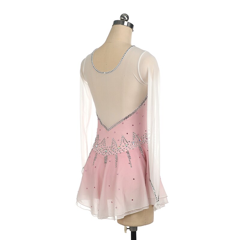 Figure Skating Costume Dress Customized Showwear Ice Skating Skirt for Girl Women Kids Patinaje Gymnastics Performance pink