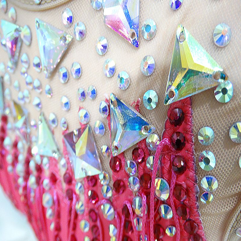 Rhythmic Gymnastics Leotards Artistic Gymnastics Leotards Women's Girls' Kids Spandex Tassels Elastane High Elasticity Handmade Long Sleeve Competition Dance Ice Skating Rhythmic Gymnastics