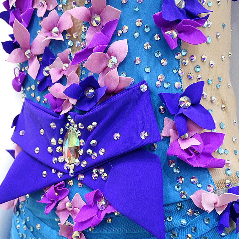 LUHUO Figure Rhythmic Gymnastics Leotards Girls' Artistic Gymnastics Competition Leotards Womens' Spandex High Elasticity Handmade Sleeveless Leotards for Performance