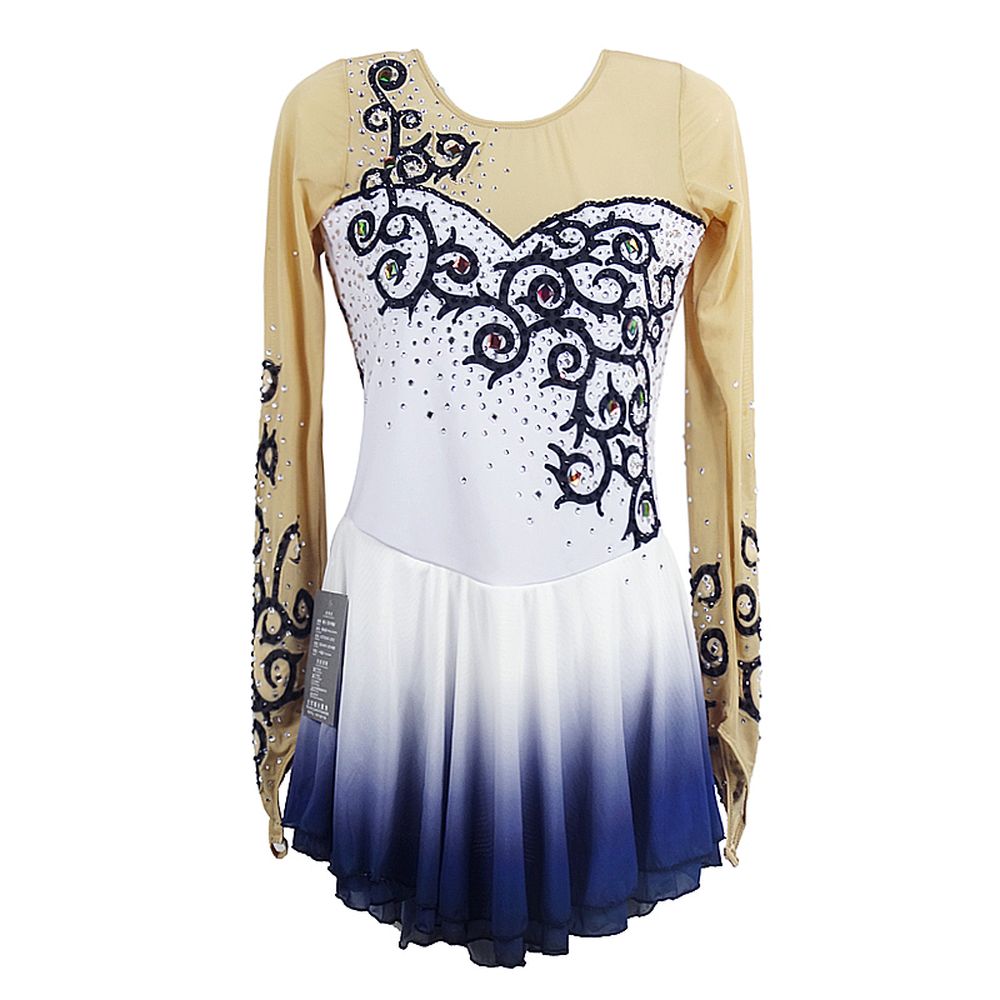 Figure Skating Dress Women's Ice Skating Dress White Leisure Sports Competition Skating Wear Breathable Solid Colored Long Sleeve Skating