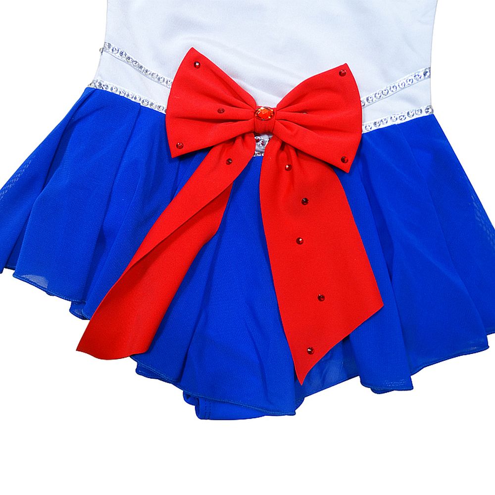 Ice Figure Skating Dress Youth Ice Skating Dress Blue Gradient Competition Skating Wear Breathable Solid Colored Long Sleeve Skating