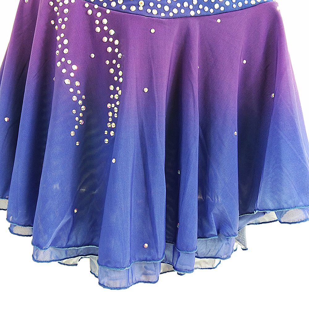 Figure Skating Dress Women's Girls' Ice Skating Dress Purple Gradient Spandex High Elasticity Competition Skating Wear Quick Dry Anatomic Design Classic Long Sleeve Ice Skating Figure Skating