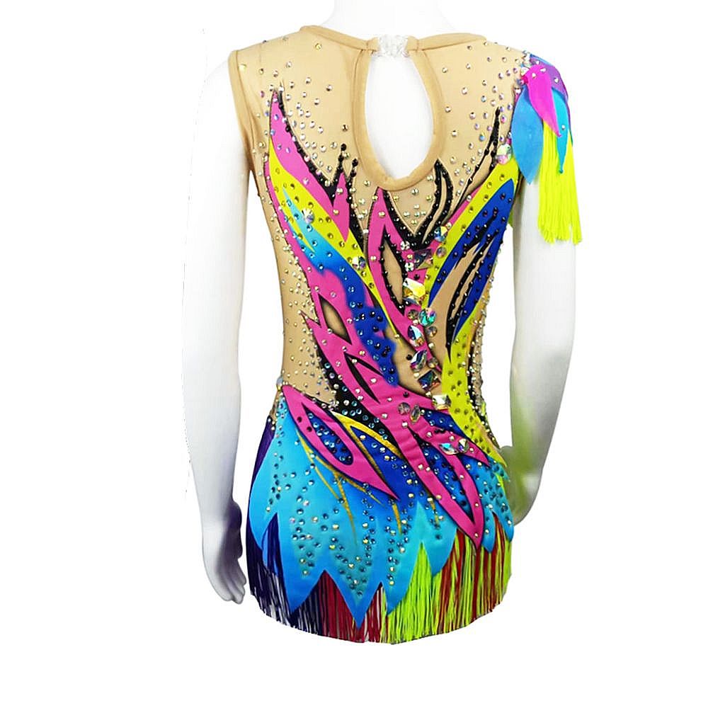 Rhythmic Gymnastics Leotards Women Girls Competition Dance Yellow Figure Skating Dress Training Gymnastics Artistic Leotard