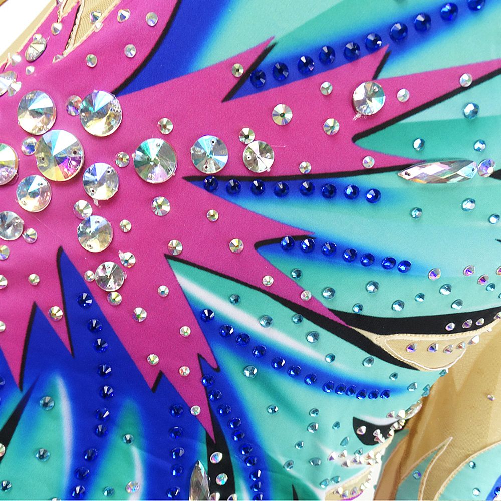 Women's Girls' Rhythmic Gymnastics Leotards Artistic Jeweled Purple Spandex Dance Rhythmic Gymnastics Ice Skating Sport Activewear Handmade