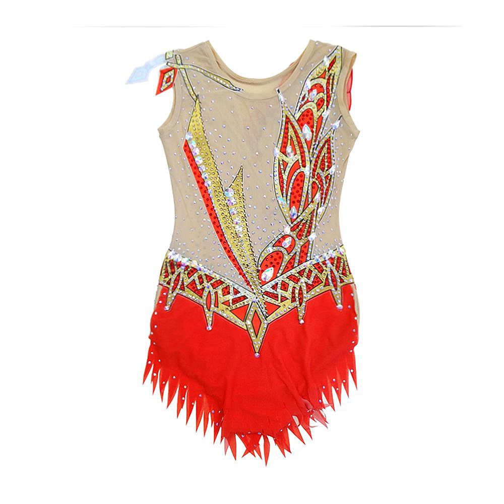 Rhythmic Gymnastics Leotards for Girls Youth Handmade Competition Dance Pink Figure Skating Dress Acrobatics Girls Gymnastics Artistic Leotard Pink