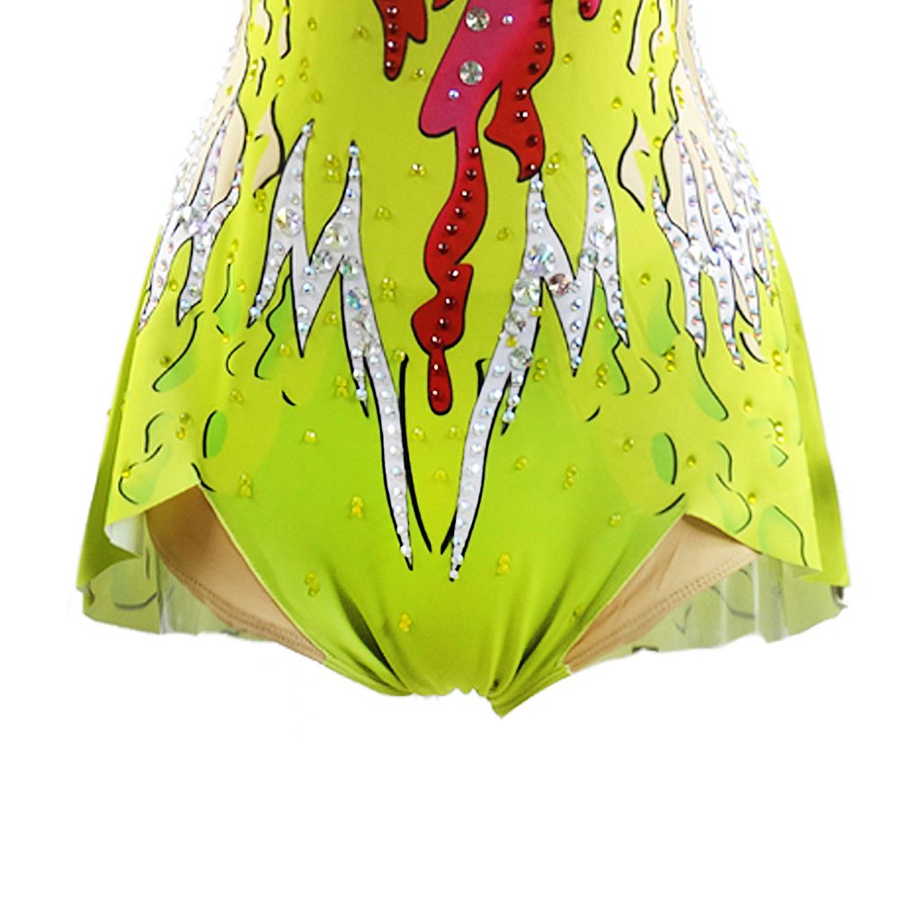 Girls Rhythmic Gymnastics Leotards Dance Gymnastics Competition Leotards Womens' Spandex High Elasticity Handmade CapSleeves Leotards for Performance