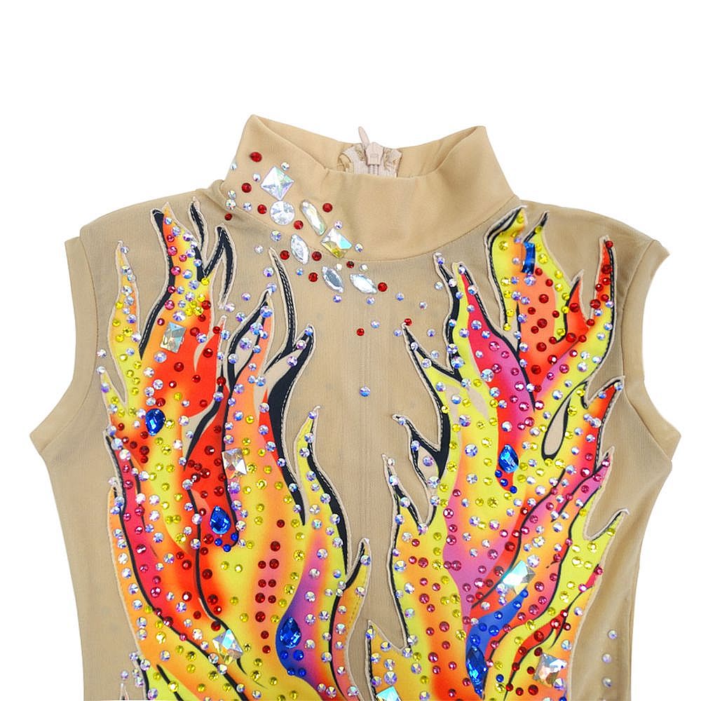 Women's Girls' Rhythmic Gymnastics Leotards Artistic Gymnastics Leotards Jeweled Red Spandex Dance Rhythmic Gymnastics Artistic Gymnastics Leotard Sleeveless Sport Activewear Handmade