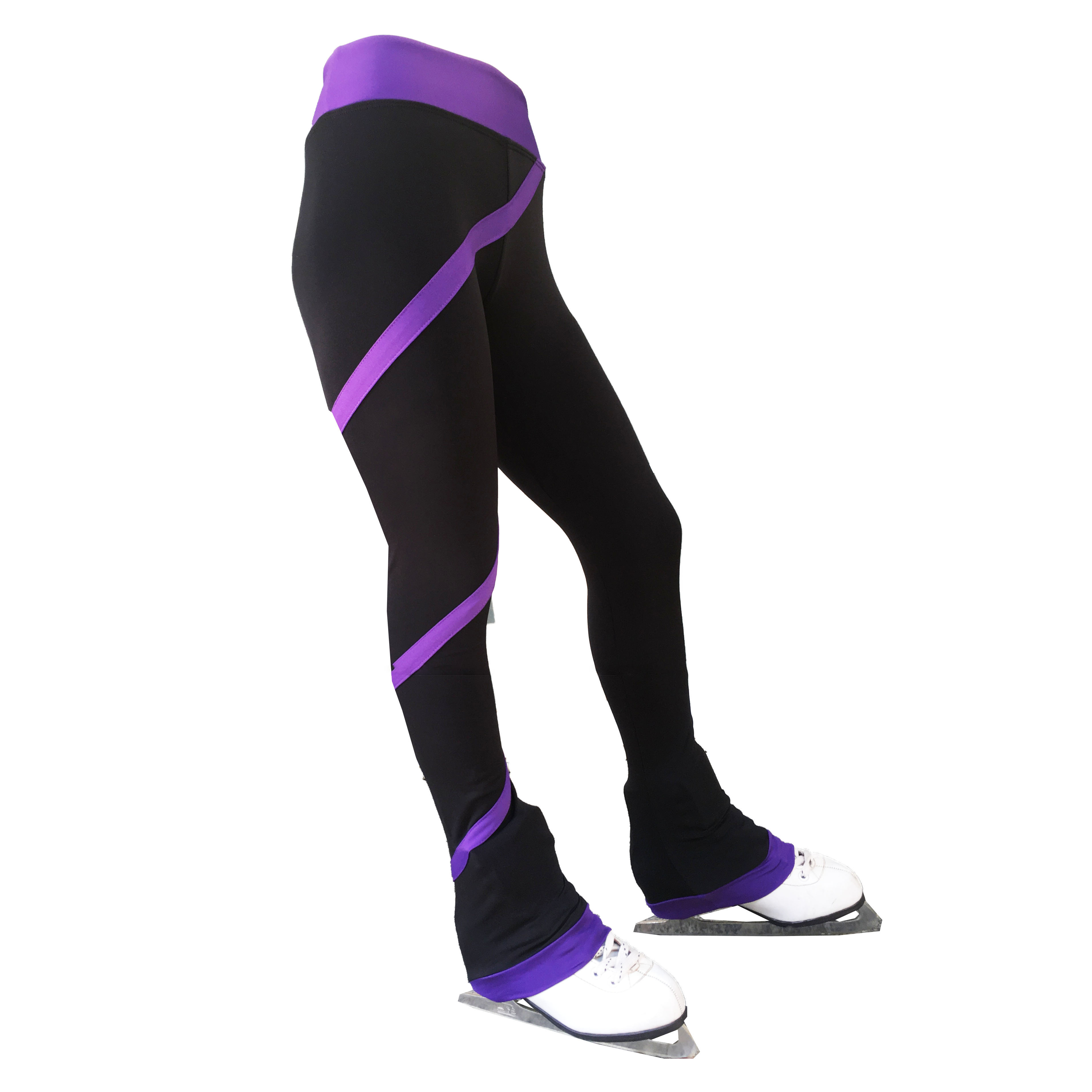 Ice Figure Skating Pants Women's Girls' Ice Skating Leggings Thin Fleece Spin Stripes High Elasticity Training Skating Wear Solid Colored Classic Long Pant Ice Skating Figure Skating / Kids