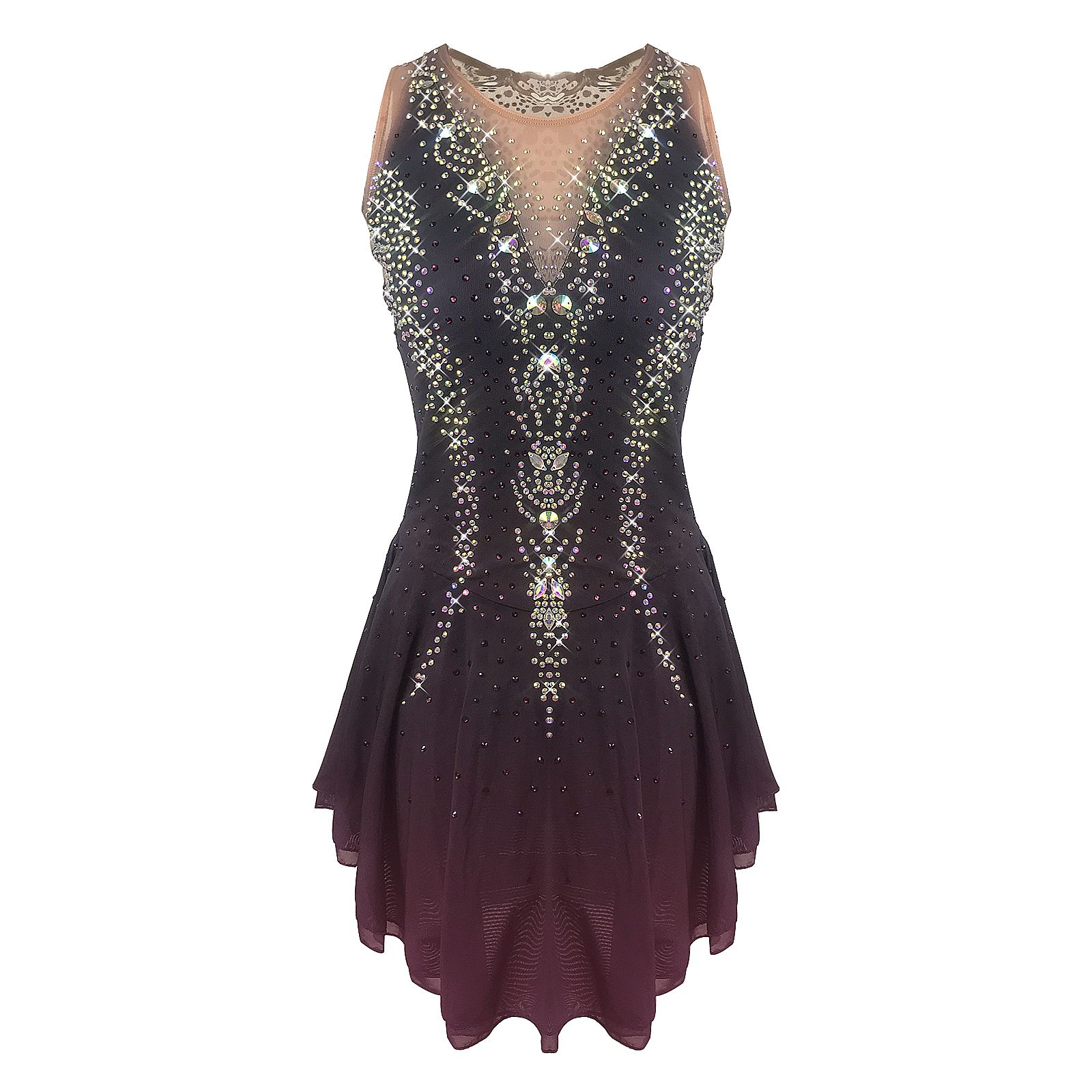 Spandex Performance Skating Dress Women's & Girl's Sleeveless Figure Skating Dress With Rhinestones - High Elasticity Spandex Performance Dress Green Figure Skating Dress