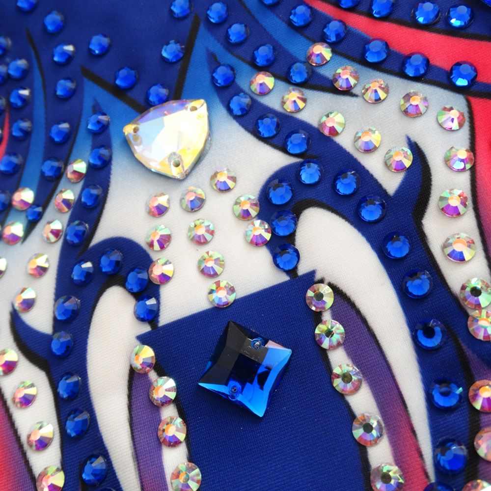 Girls Aerobatics Gymnastics Leotards Handmade Sleeveless Competition Dance Blue Rhythmic Gymnastics Artistic Gymnastics Pink