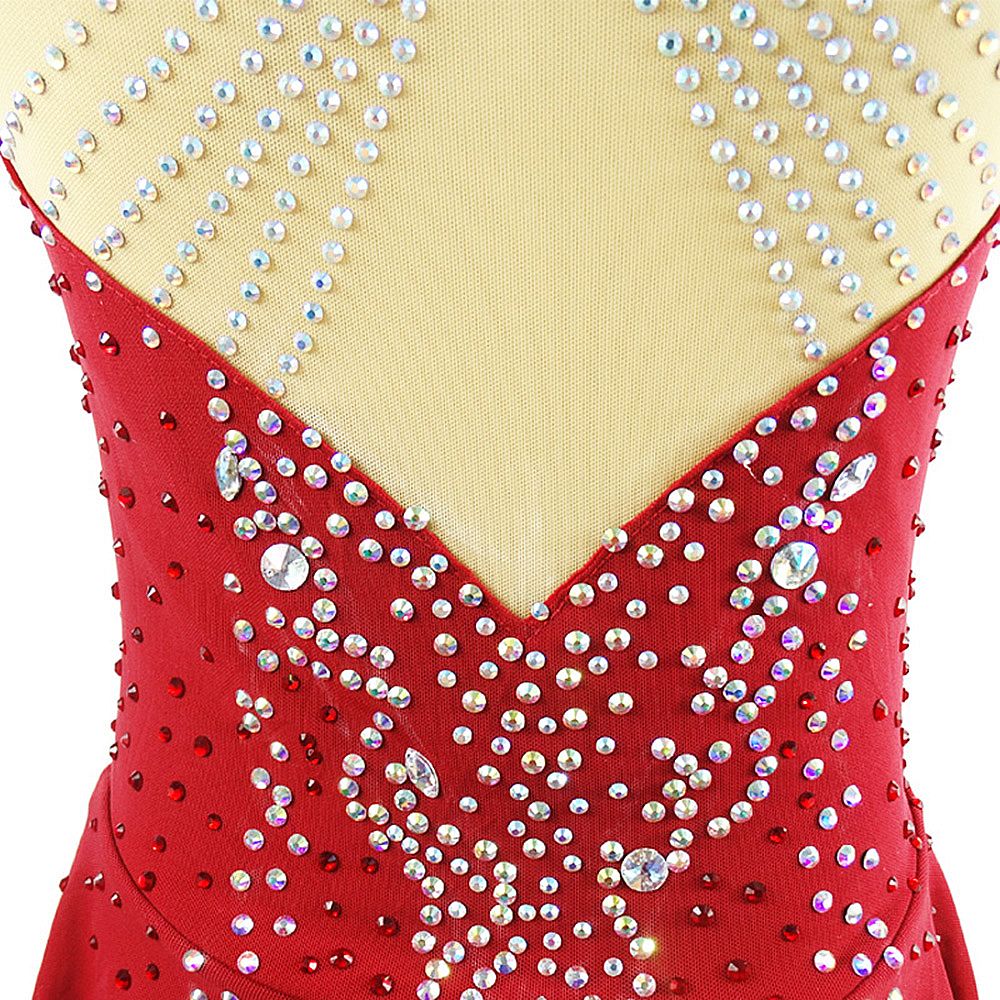 LIUHUO Figure Skating Dress Women's Girls' Red Spandex Training Competition Sleeveless Skating Wear Rhythmic Gymnastics Dress Kids Performance Wear Youth