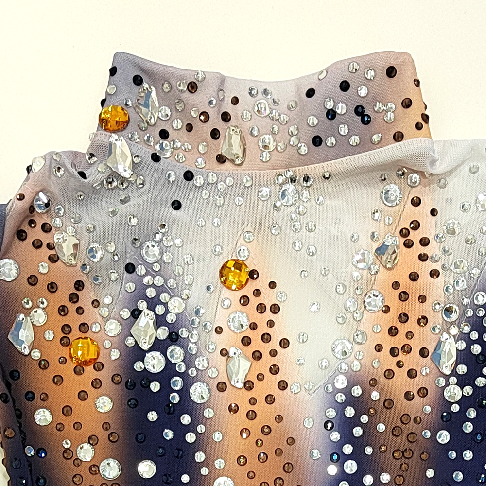 Handmade Figure Skating Dress Women's Girls' Ice Skating Dress Blue Red Spandex High Elasticity Practice Competition Skating Wear Crystal / Rhinestone Long Sleeve Ice Skating Winter