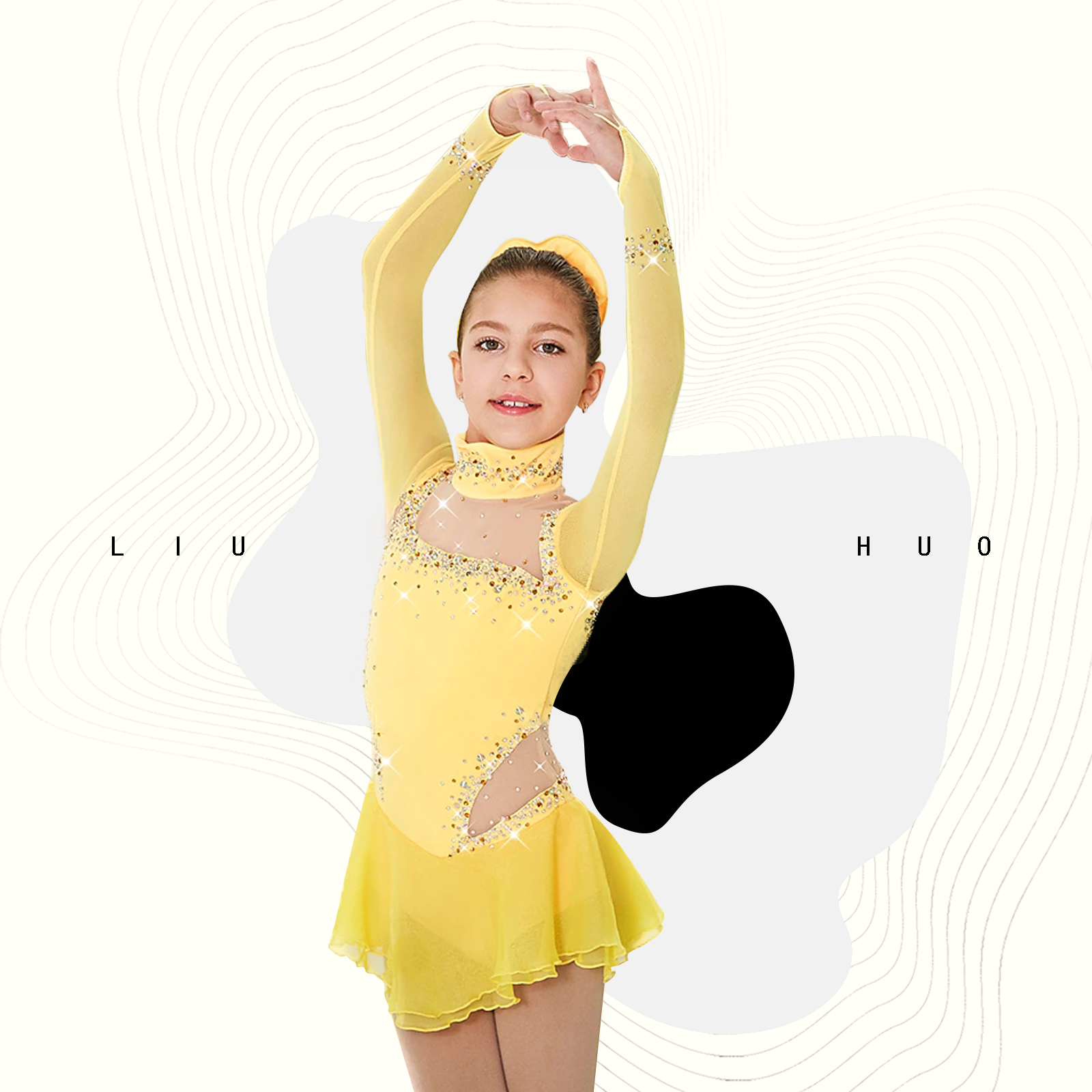 LIUHUO Ice Skating Dress Girls and Women Pink Handmade Figure Skating Professional Competition Costume Long Sleeved Dress 