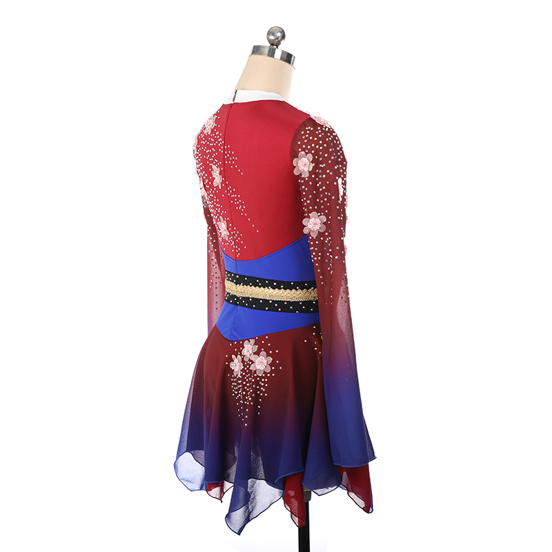Mulan Design Figure Skating Dress Women's Girls' Ice Skating Dress Red Spandex High Elasticity Training Competition Skating Wear Crystal / Rhinestone Sleeveless Ice Skating Figure Skating