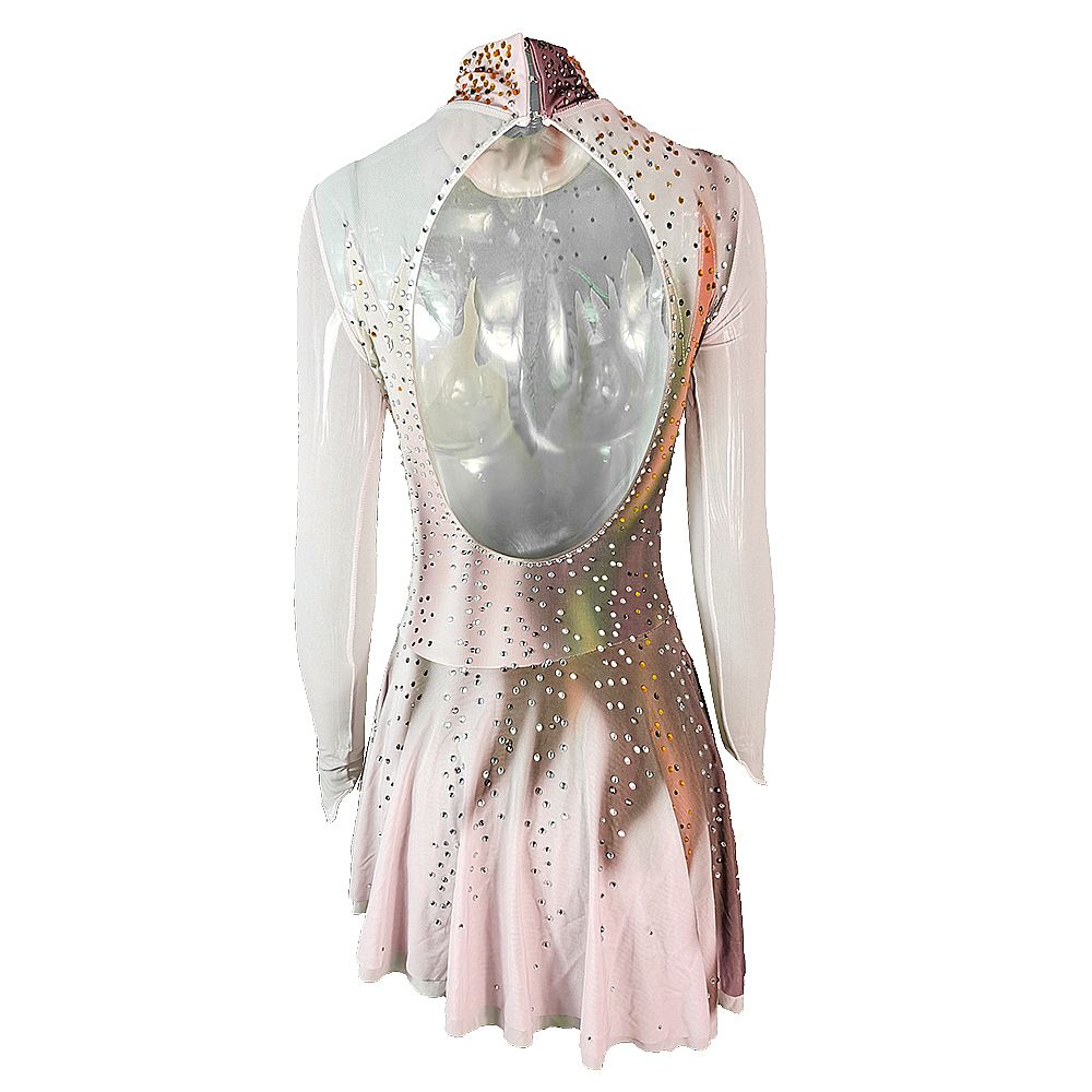 Figure Skating Dress Women's Girls' Ice Skating Dress Black Grey Yan pink Violet Open Back Spandex High Elasticity Training Competition Skating Wear Solid Colored Classic Crystal / Rhinestone / Kids