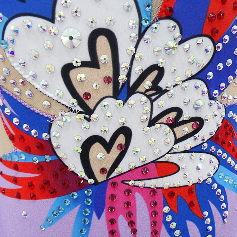 LUHUO Synchronized Swimming Suit Girls' High Cut Kids Spandex Acrobatics Gymnastics Leotards Handmade Competition Dance Dress