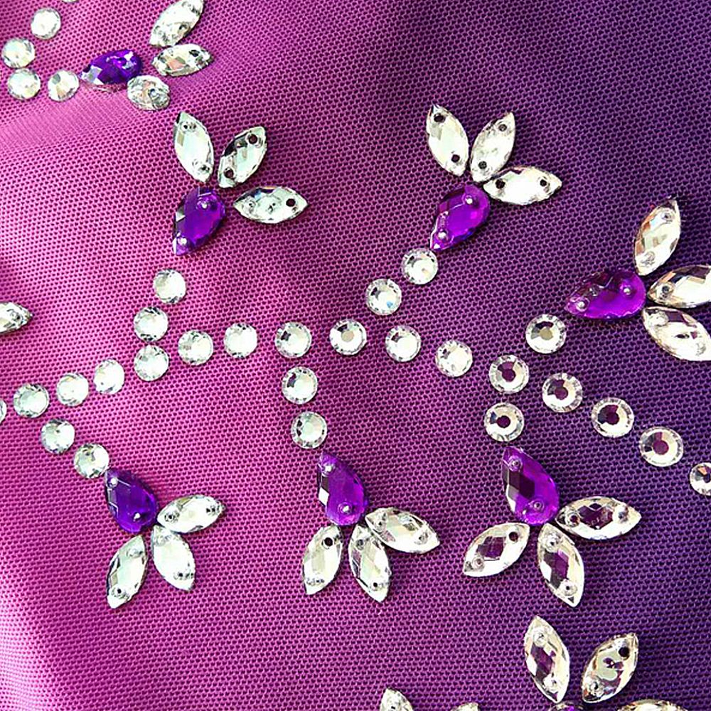 Figure Skating Dress Women's Skating Dress Purple Spandex Sports Competition Skating Wear Breathable Solid Long Sleeve Skating Dress