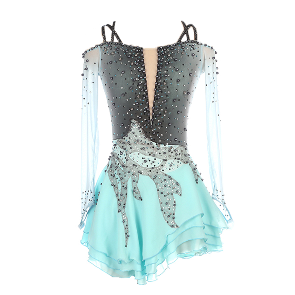 Figure Skating Dress Women's Girls' Ice Skating Dress Yellow Red Dark Purple Asymmetric Hem High Elasticity Competition Skating Wear Anatomic Design Handmade Classic Fashion Sleeveless Ice Skating