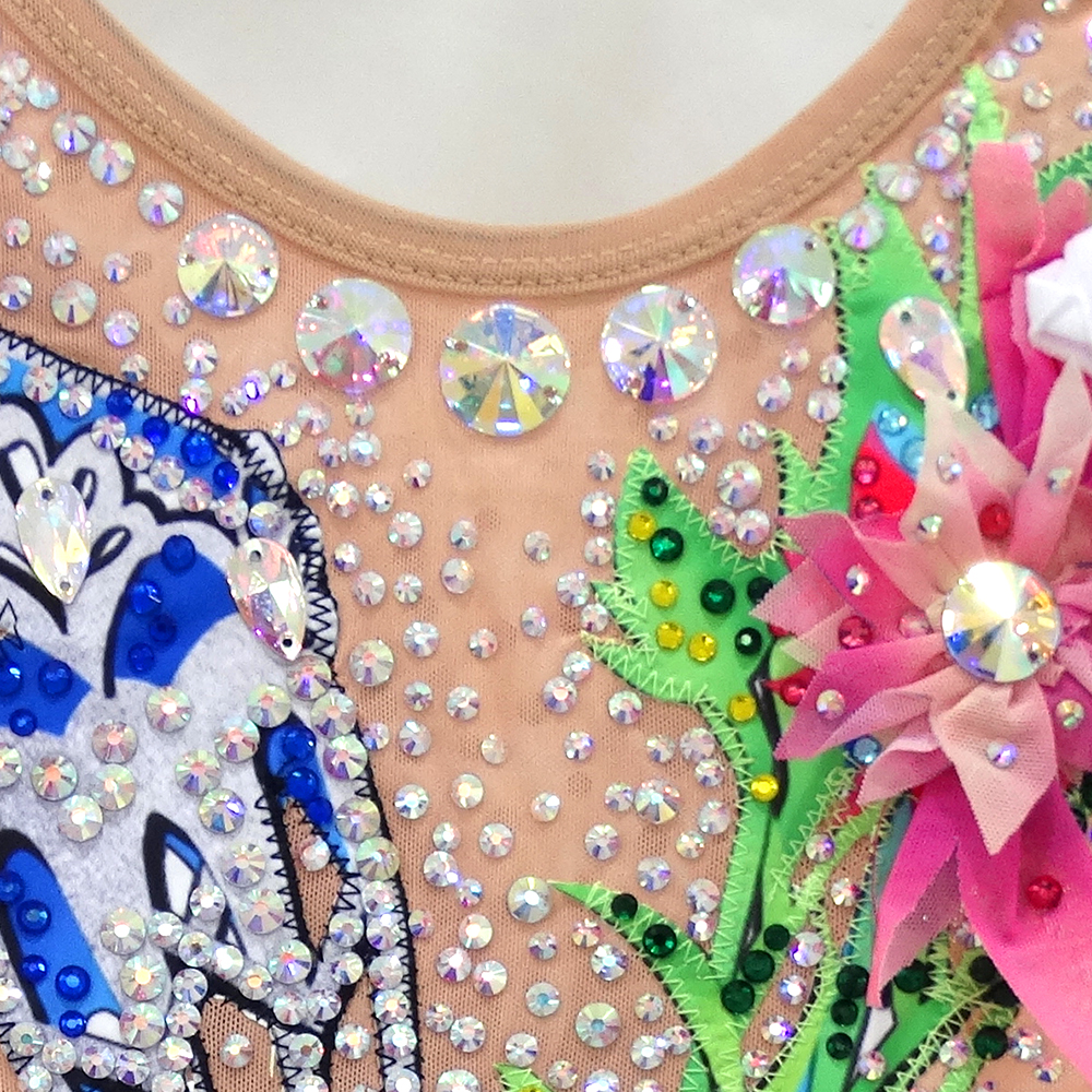 Rhythmic Gymnastics Leotards Artistic Gymnastics Leotards Women's Girls' Kids Dress Leotard Spandex Elastane High Elasticity Handmade Long Sleeve Competition Dance Ice Skating Rhythmic Gymnastics