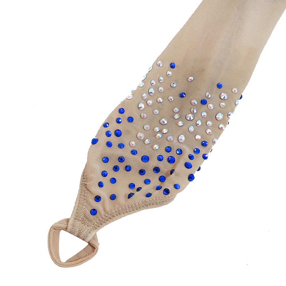 Figure Skating Dress Women's Girls' Ice Skating Dress Blue+Green Glitter Patchwork Spandex High Elasticity Competition Skating Wear Crystal / Rhinestone Long Sleeve Ice Skating Winter Sports Figure