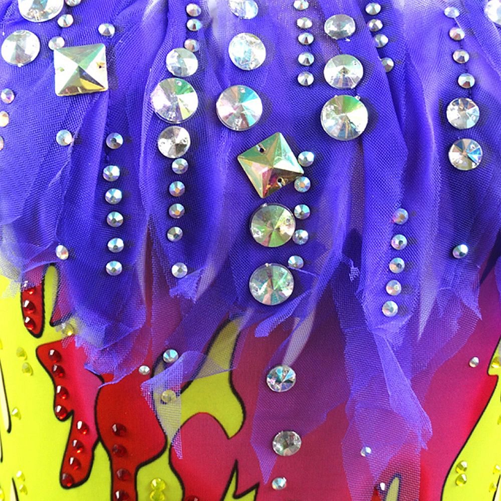 Girls Rhythmic Gymnastics Leotards Dance Gymnastics Competition Leotards Womens' Spandex High Elasticity Handmade CapSleeves Leotards for Performance