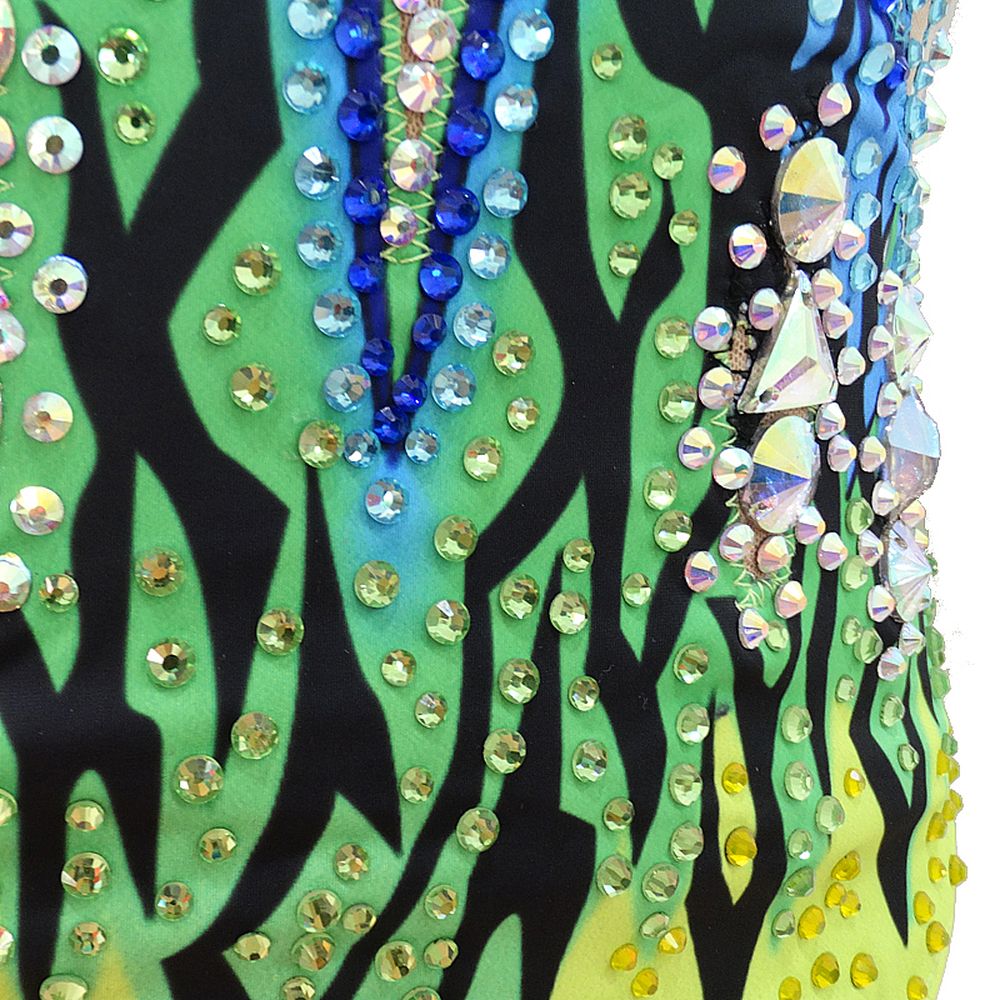 Hot-Sale Synchronized Swimming Suit Girls' High Cut Kids Colourful Spandex Acrobatics Gymnastics Leotards for Competition Handmade Costume