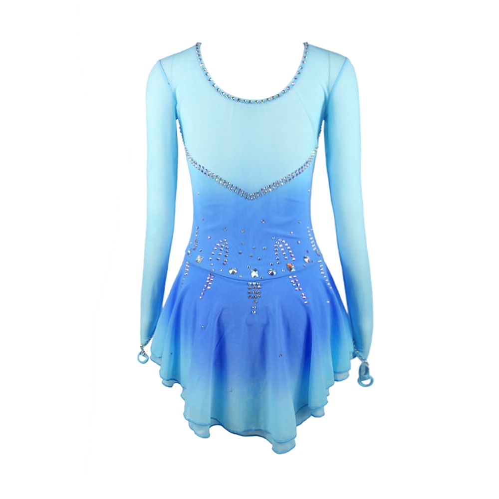 Ice Figure Skating Dress Children's Ice Skating Dress Simiple Competition Skating Wear Breathable Solid Colored Long Sleeve Skating