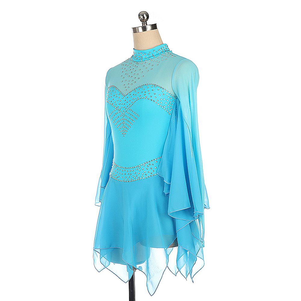 LIUHUO Handmade Figure Skating Dress Women's Girls' Ice Skating Dress White Mesh Spandex High Elasticity Practice Competition Skating Wear Crystal / Rhinestone Long Sleeve Ice Skating Winter