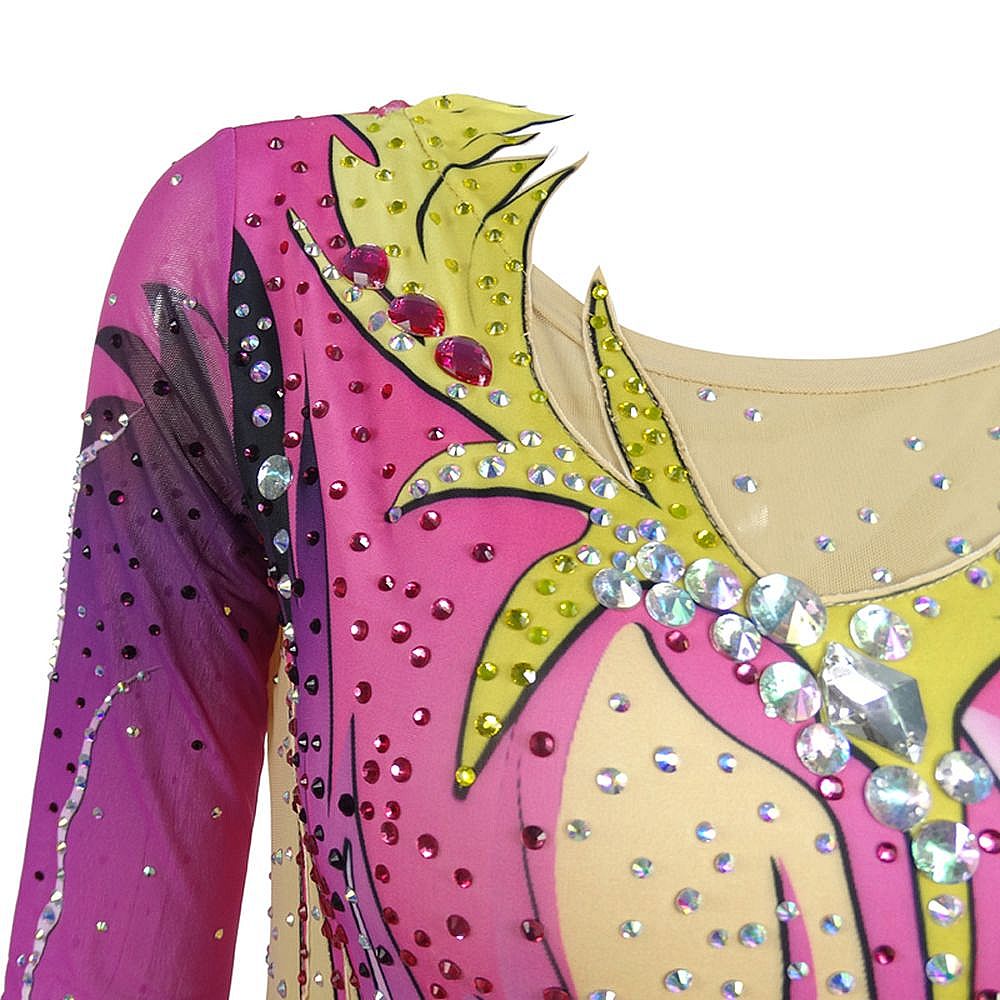 Women's Girls' Rhythmic Gymnastics Leotards Artistic Gymnastics Leotards Jeweled Purple Spandex Dance Rhythmic Gymnastics Artistic Gymnastics Leotard Sleeveless Sport Activewear Handmade
