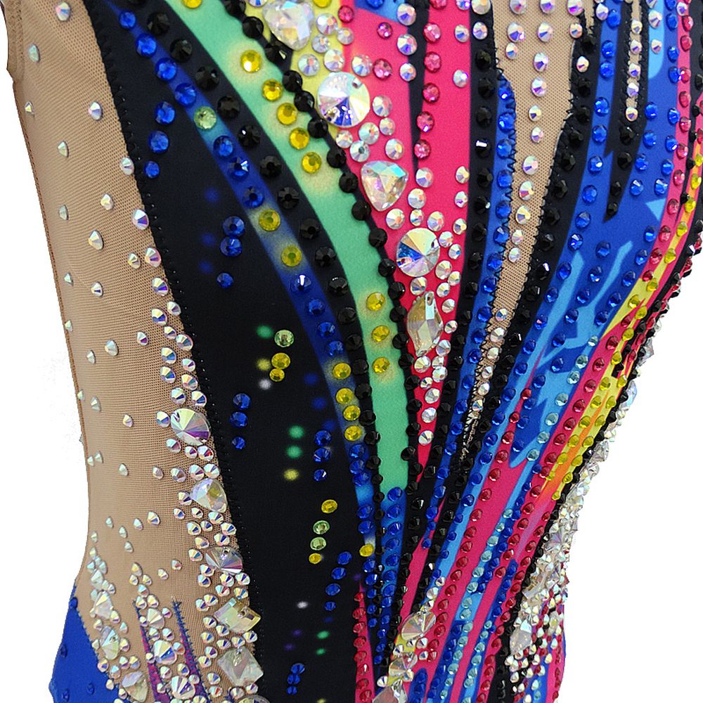 Hot-Sale Synchronized Swimming Suit Girls' Colourful Spandex & Mesh Acrobatics Gymnastics Leotards for Performance Handmade Costume