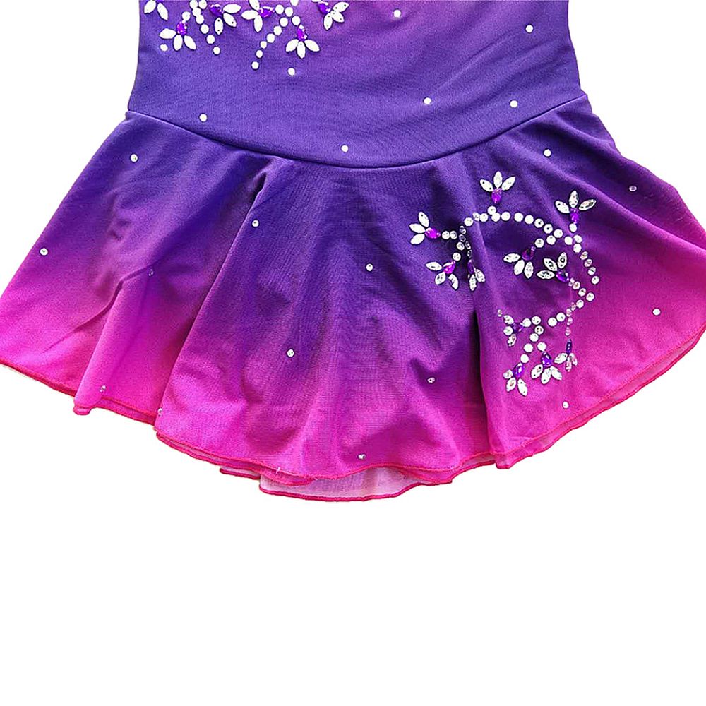 Figure Skating Dress Women's Skating Dress Purple Spandex Sports Competition Skating Wear Breathable Solid Long Sleeve Skating Dress