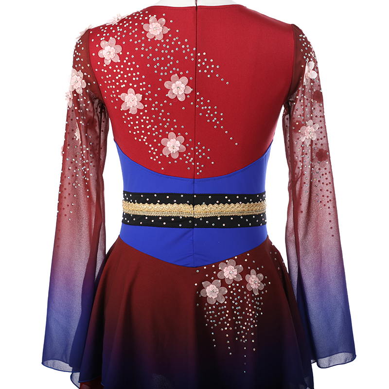 Mulan Design Figure Skating Dress Women's Girls' Ice Skating Dress Red Spandex High Elasticity Training Competition Skating Wear Crystal / Rhinestone Sleeveless Ice Skating Figure Skating