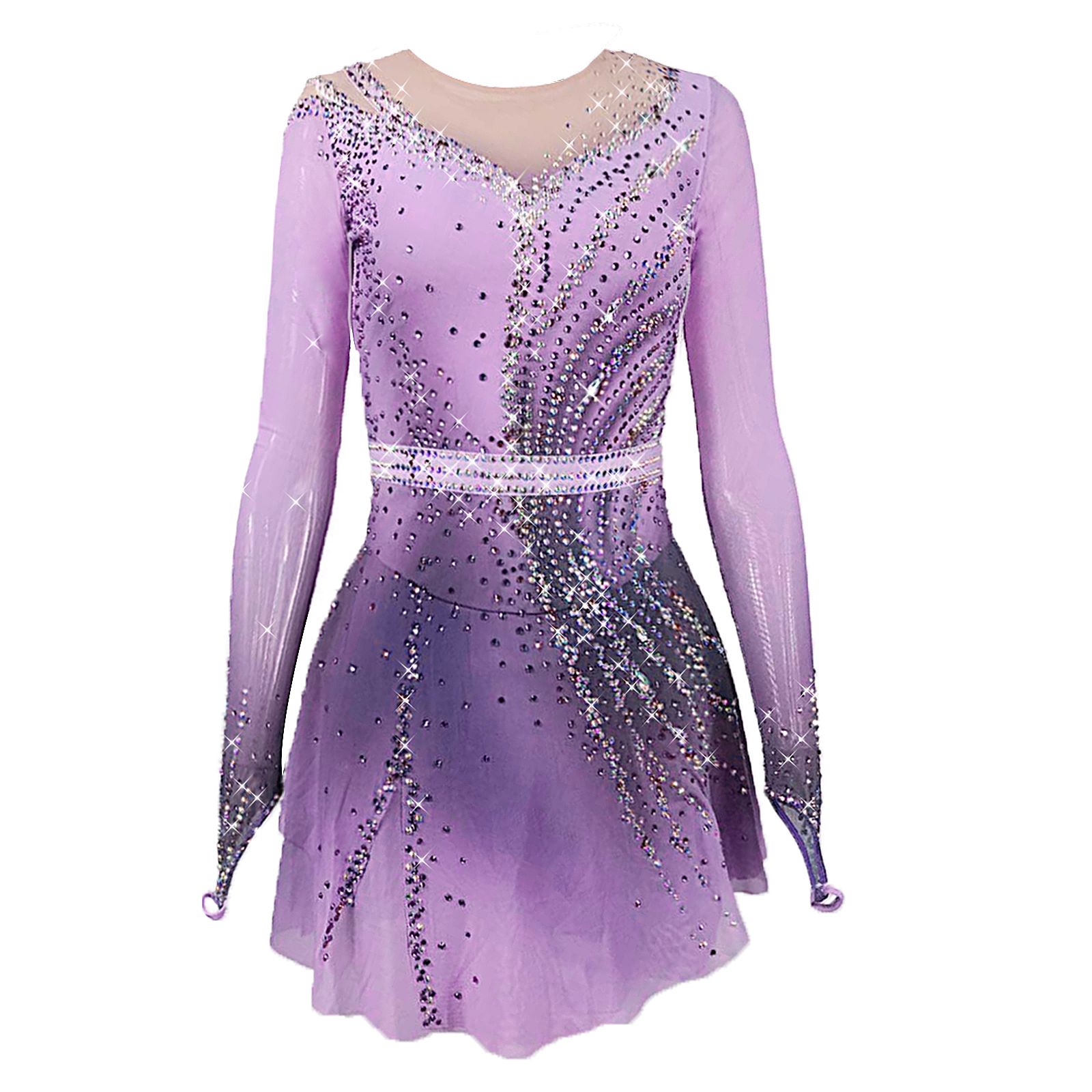 Ice Figure Skating Dress Women's Girls' Yan pink Violet Quality Crystals High Elasticity Training Competition Skating Wear Solid Colored Classic / Rhinestone / Kids Performance Wear