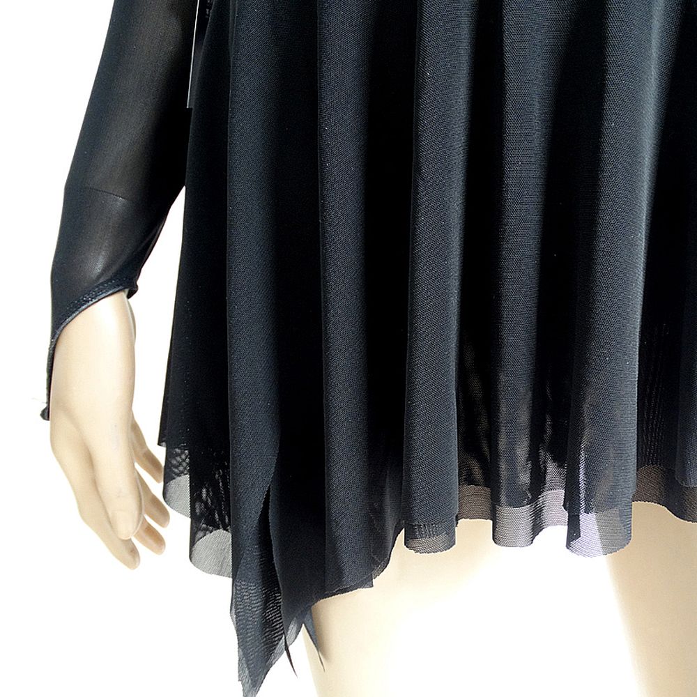 Women Girls Ice Figure Skating Dress Black Velvet Stretchy Mesh High Elasticity Training Competition Skating Wear Handmade Crystal / Rhinestone Solid Color Long Sleeve Ice Skating