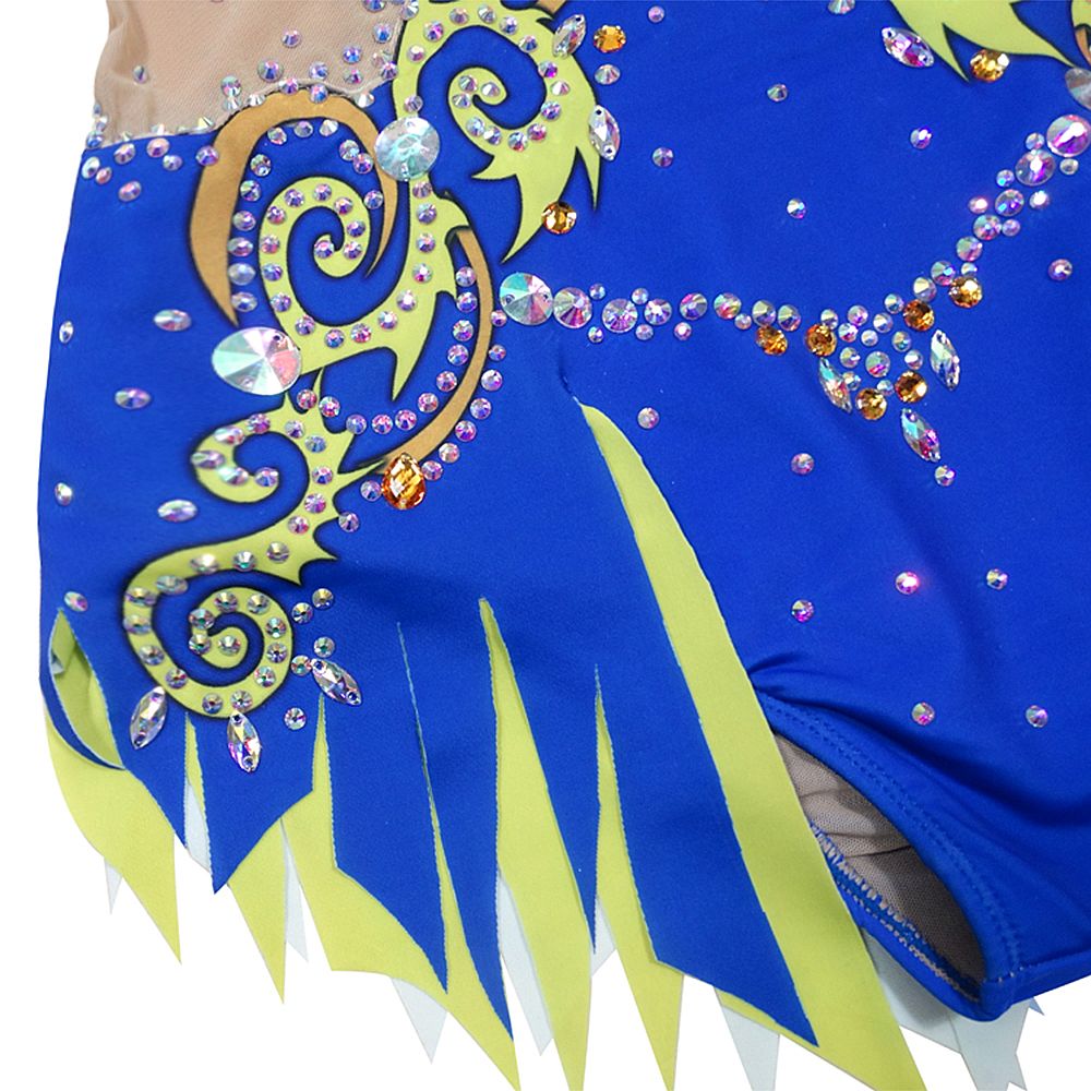 LIUHUO Gymnastics Leotards Girls Handmade Sleeveless Competition Dance Rhythmic Gymnastics Artistic Gymnastics Blue
