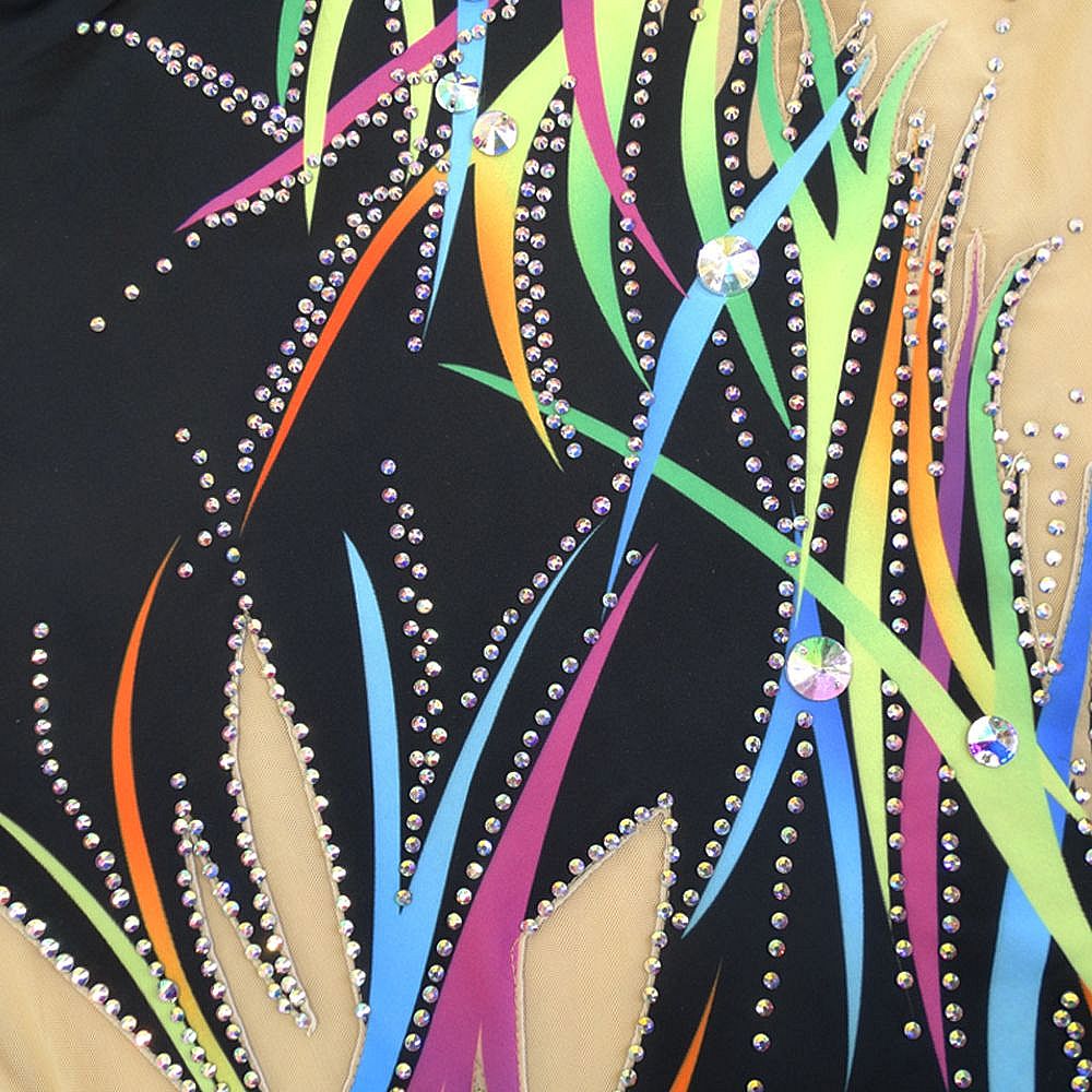 Rhythmic Gymnastics Leotards Women's Boys' Kids Dance Yellow Kids Velvet High Elasticity Handmade Long Sleeve Competition Dance Ice Skating Dress