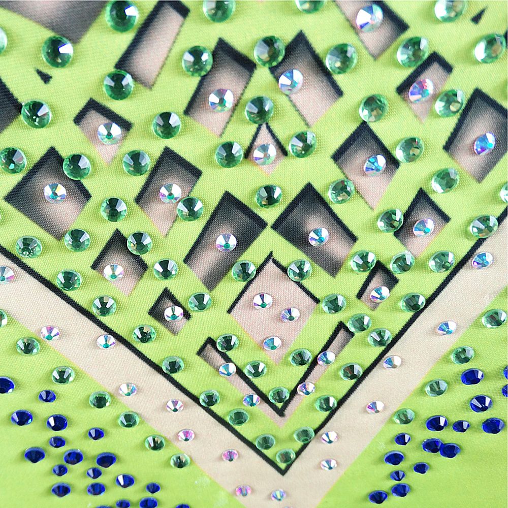 Girls' Rhythmic Gymnastics Leotards Artistic Gymnastics Leotards Women Jeweled Green Spandex Dance Rhythmic Gymnastics Artistic Gymnastics Leotard Sleeveless Sport Activewear Handmade