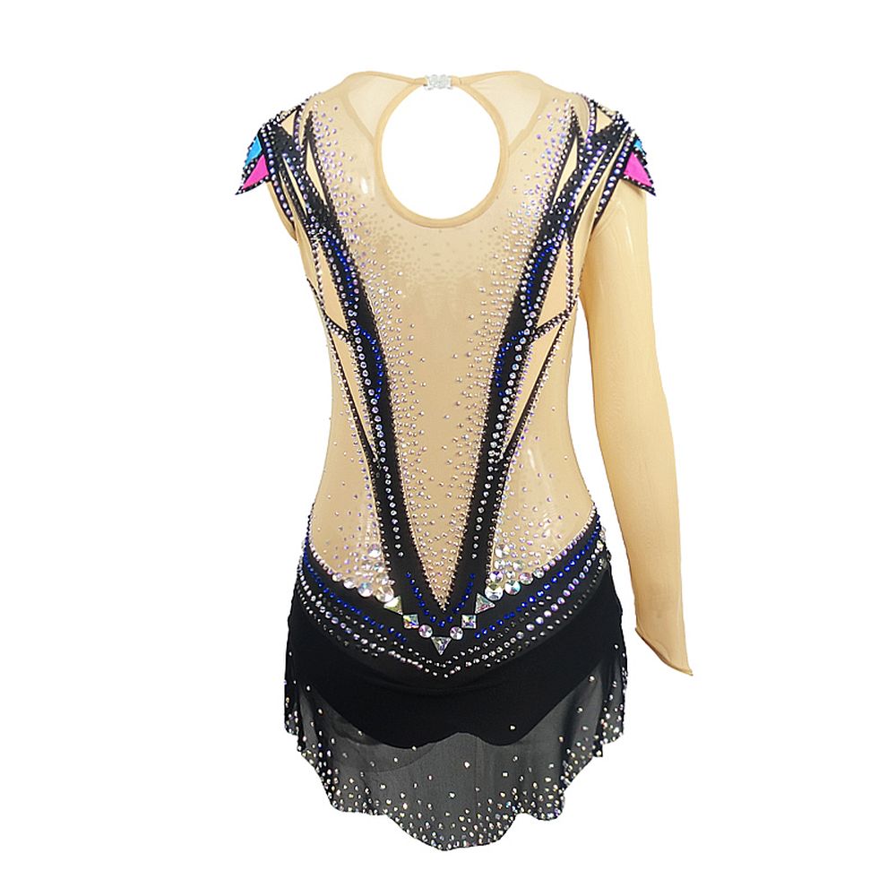 Women's Girls' Rhythmic Gymnastics Leotards Artistic Gymnastics Leotards Jeweled Light Black Spandex Dance Rhythmic Gymnastics Artistic Gymnastics Leotard Sleeveless Sport Activewear Handmade