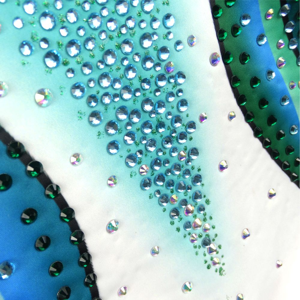 Women's Girls' Rhythmic Gymnastics Leotards Artistic Gymnastics Leotards Jeweled Blue Spandex Dance Rhythmic Gymnastics Artistic Gymnastics Leotard Sleeveless Sport Activewear Handmade