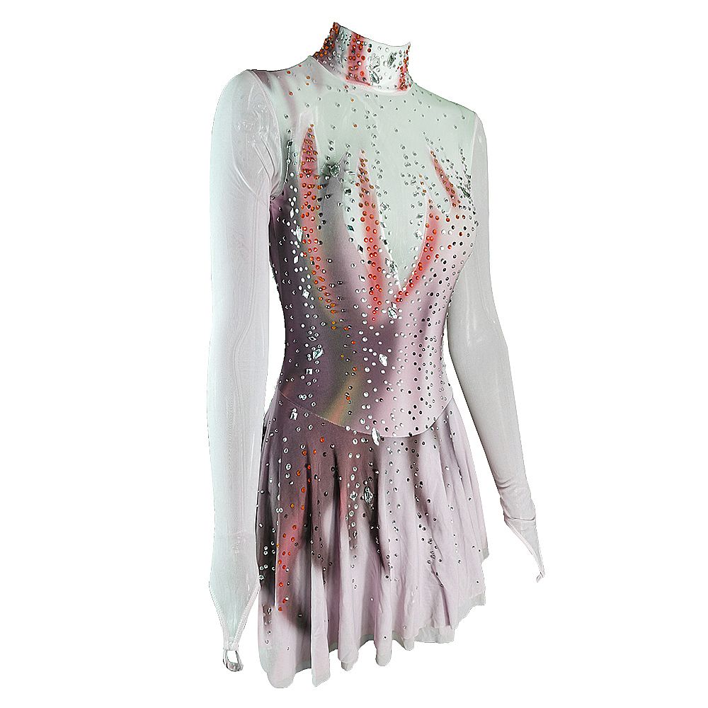 Figure Skating Dress Women's Girls' Ice Skating Dress Black Grey Yan pink Violet Open Back Spandex High Elasticity Training Competition Skating Wear Solid Colored Classic Crystal / Rhinestone / Kids