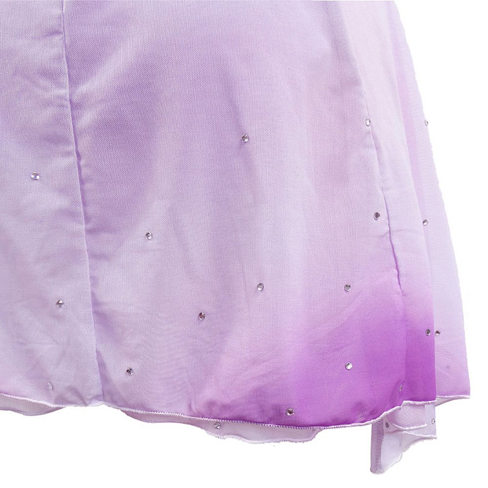 LIUHUO Ice Figure Skating Skirt Girls Youth Pink Purple Figure Skating Dress Short-Sleeved Ice Skating Ballet Rave Dance Costumes Spandex
