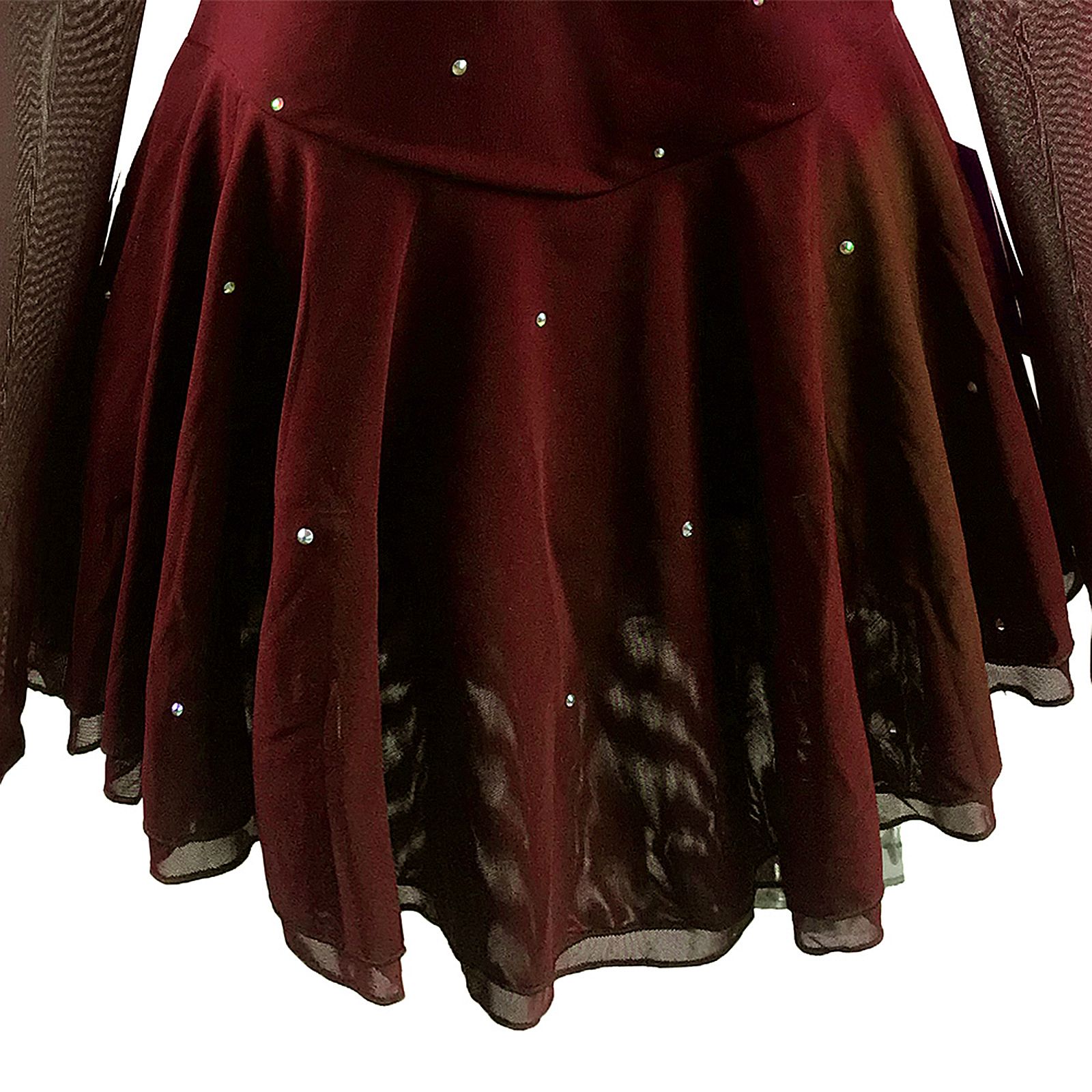 Ice Figure Skating Dress Girls' Black Blue Wine Red Spandex High Elasticity MeshTraining Competition Skating Wear Solid Colored Classic Crystal / Rhinestone / Kids Women