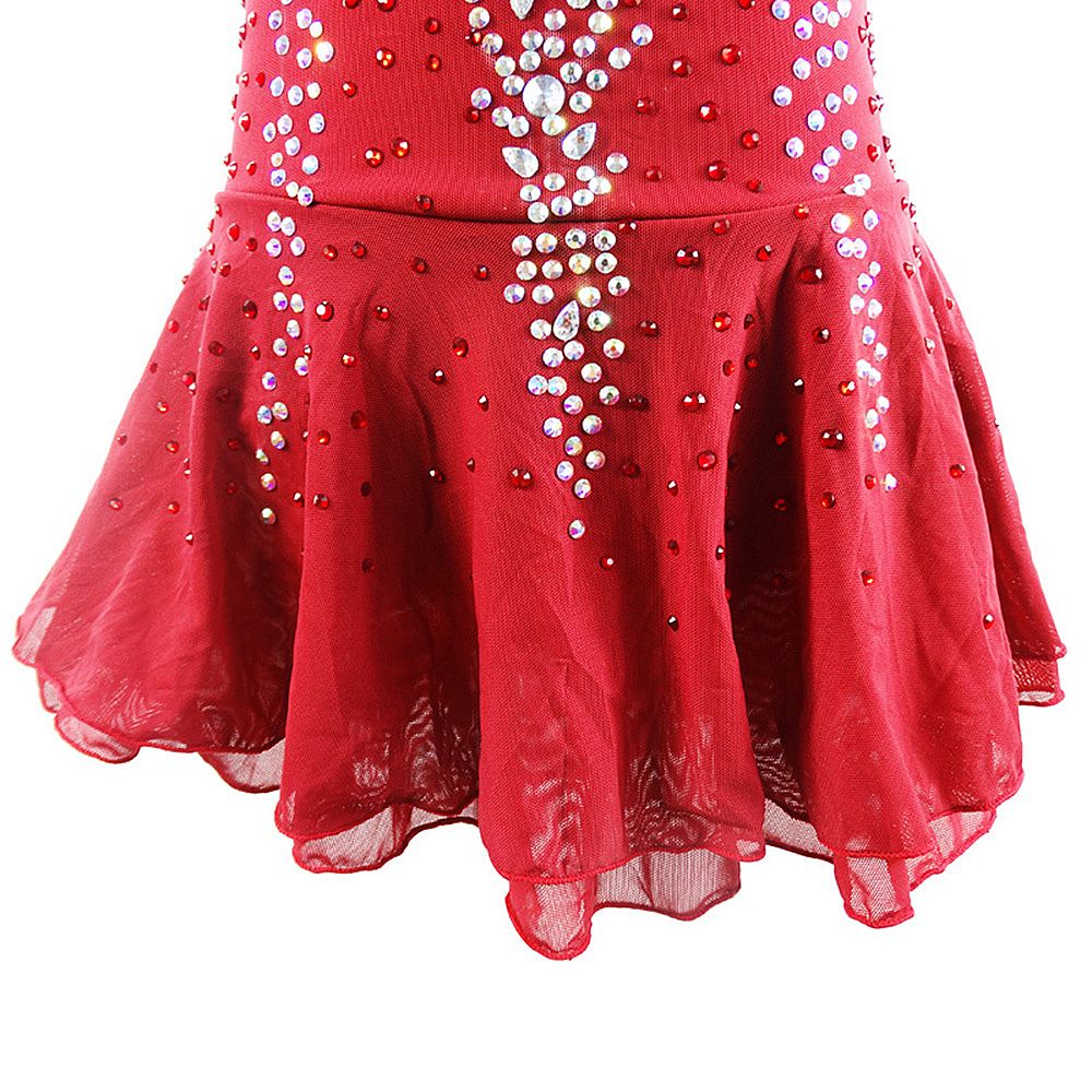 LIUHUO Figure Skating Dress Women's Girls' Red Spandex Training Competition Sleeveless Skating Wear Rhythmic Gymnastics Dress Kids Performance Wear Youth