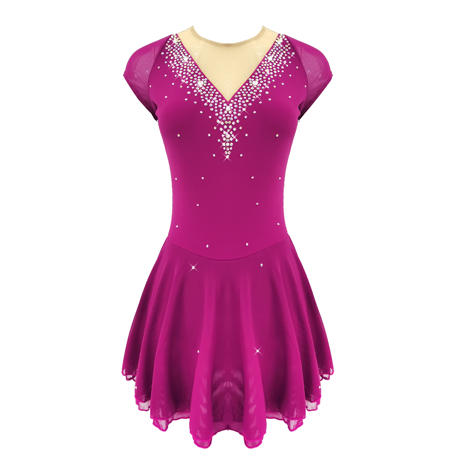 LIUHUO Handmade Figure Skating Dress Women's Girls' Ice Skating Dress Black Mesh Spandex High Elasticity Practice Competition Skating Wear Crystal / Rhinestone Long Sleeve Ice Skating Winter