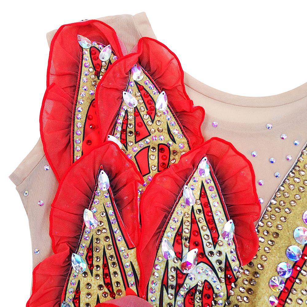 Rhythmic Gymnastics Leotards for Girls Youth Handmade Competition Dance Pink Figure Skating Dress Acrobatics Girls Gymnastics Artistic Leotard Pink